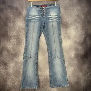 London Blue Vigoss Y2K Jeans Womens 5/6 Flare Leg Blue‎ Distressed Zipper